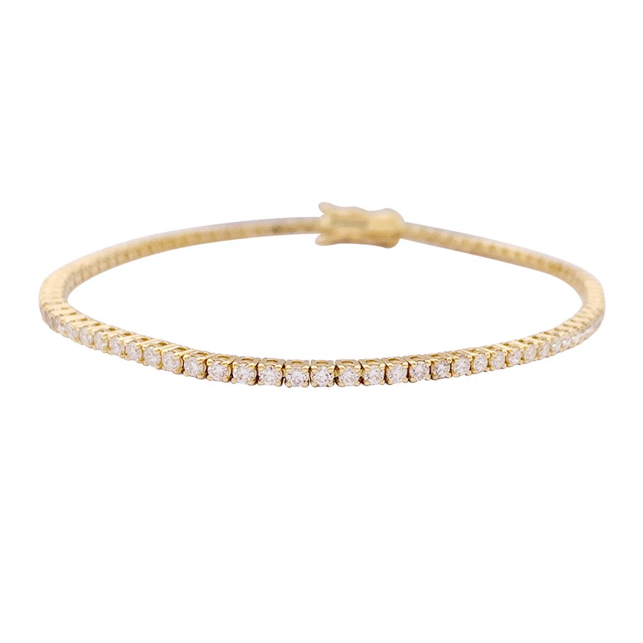 Bracelet Ligne tennis en or jaune et diamants - Castafiore