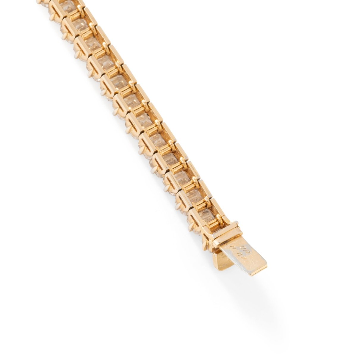 Bracelet Ligne tennis en or jaune, platine et diamants - Castafiore