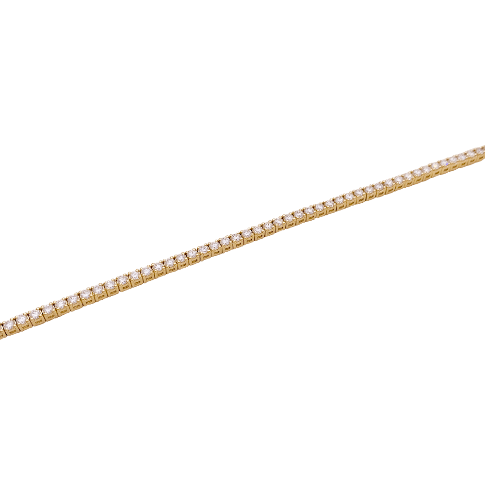 Bracelet ligne tennis or jaune, diamants. - Castafiore