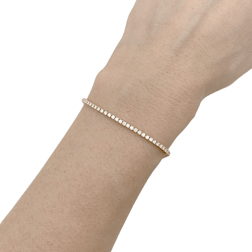 Bracelet ligne tennis or jaune, diamants. - Castafiore