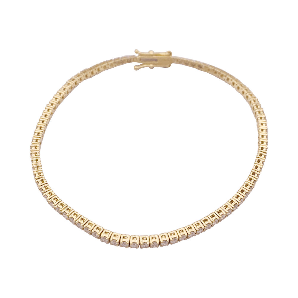 Bracelet ligne tennis or jaune, diamants. - Castafiore