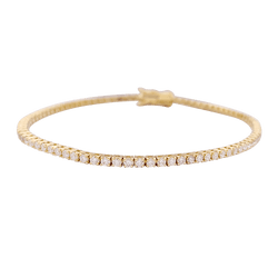 Bracelet ligne tennis or jaune, diamants. - Castafiore