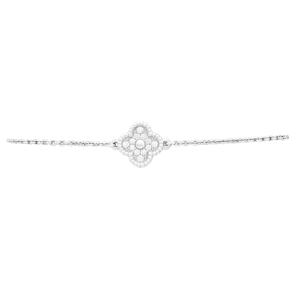 Bracelet Ligne VAN CLEEF & ARPELS "Sweet Alhambra" en or blanc et diamants - Castafiore
