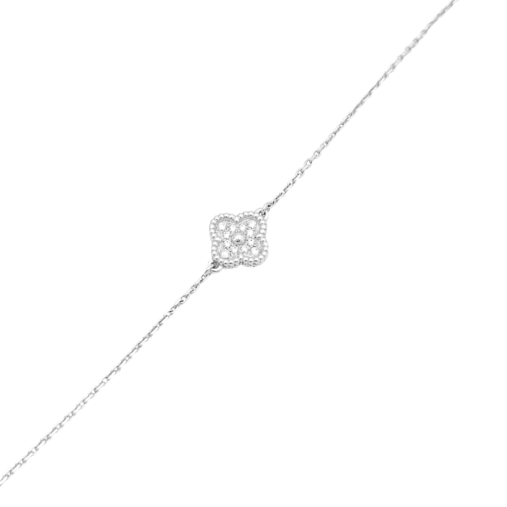 Bracelet Ligne VAN CLEEF & ARPELS "Sweet Alhambra" en or blanc et diamants - Castafiore