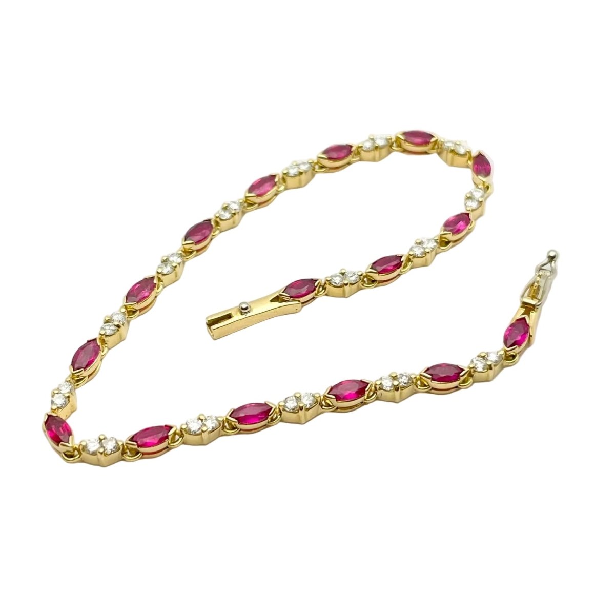 Bracelet Ligne VILLA en or jaune, rubis et diamants - Castafiore