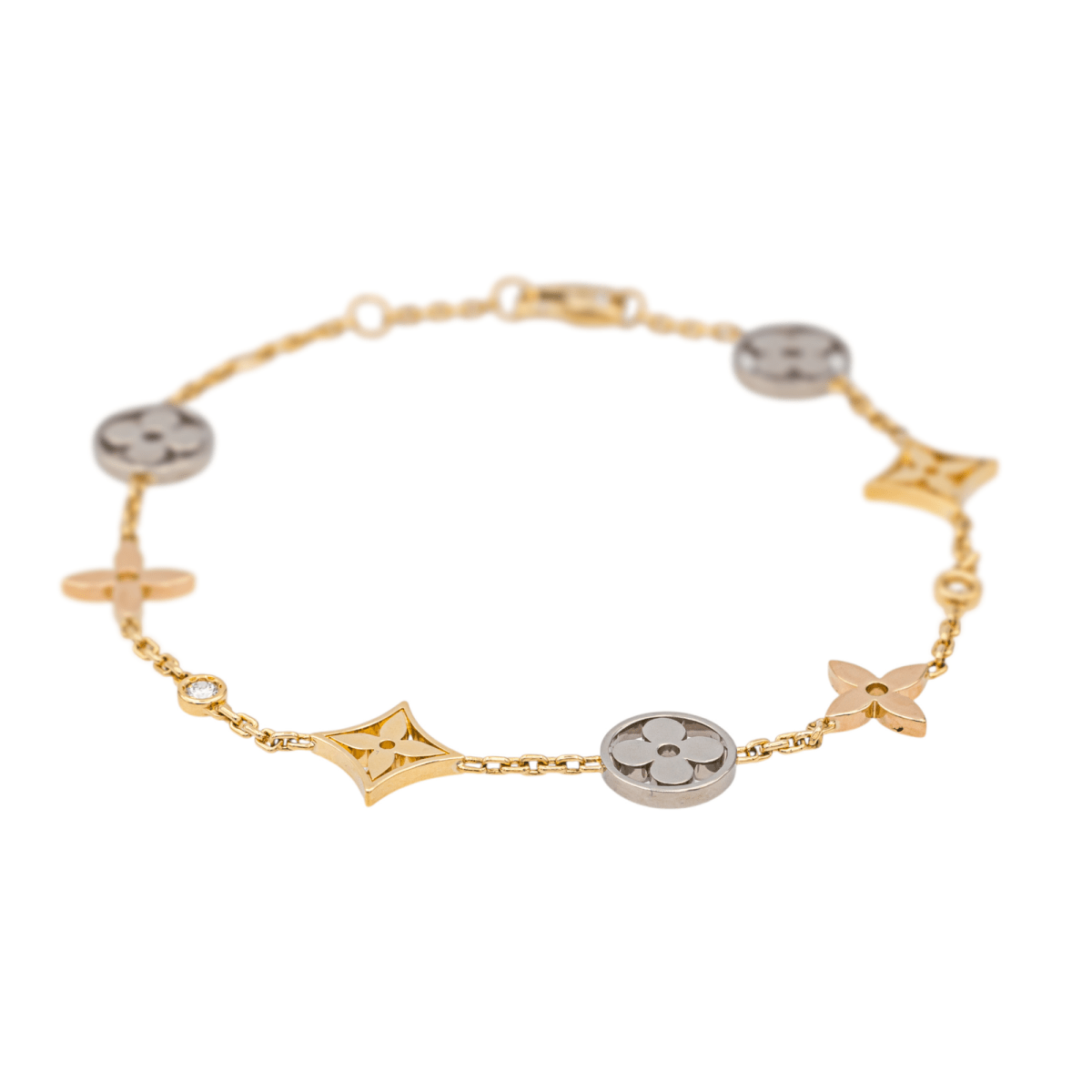 Bracelet LOUIS VUITTON "Blossom" en or jaune, or blanc, or rose et diamants - Castafiore