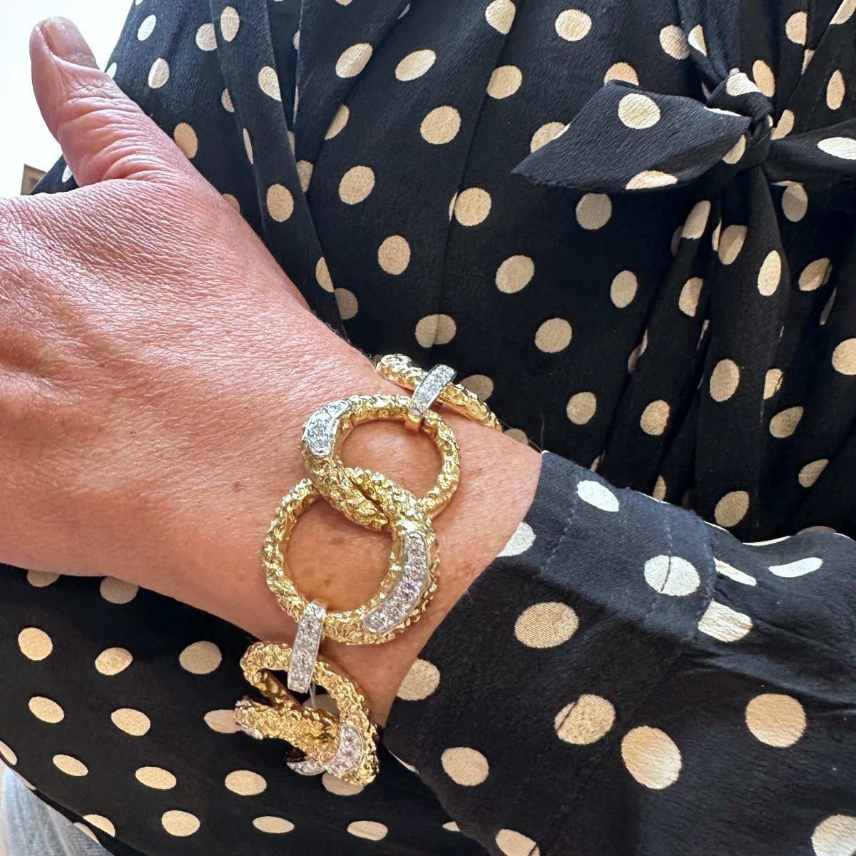 Bracelet M. GERARD en or jaune, platine et diamants - Castafiore