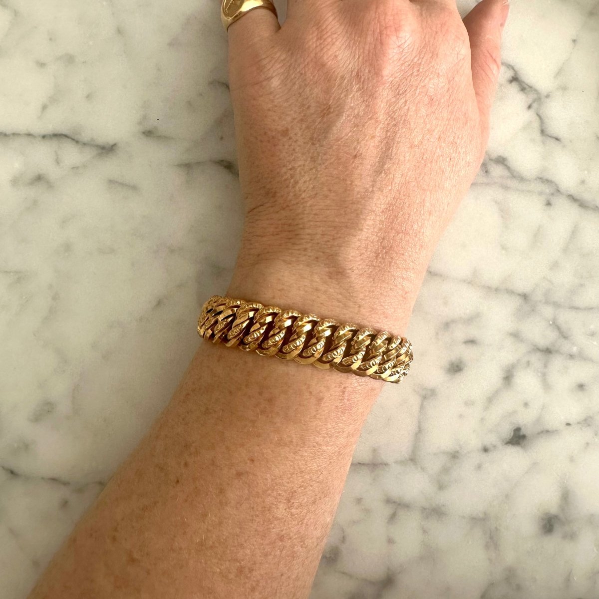 Bracelet maille américaine en or jaune - Castafiore