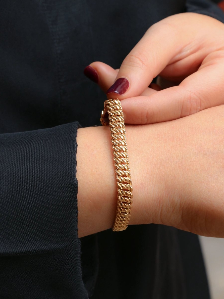 Bracelet maille américaine or jaune 0.8 cm - Castafiore