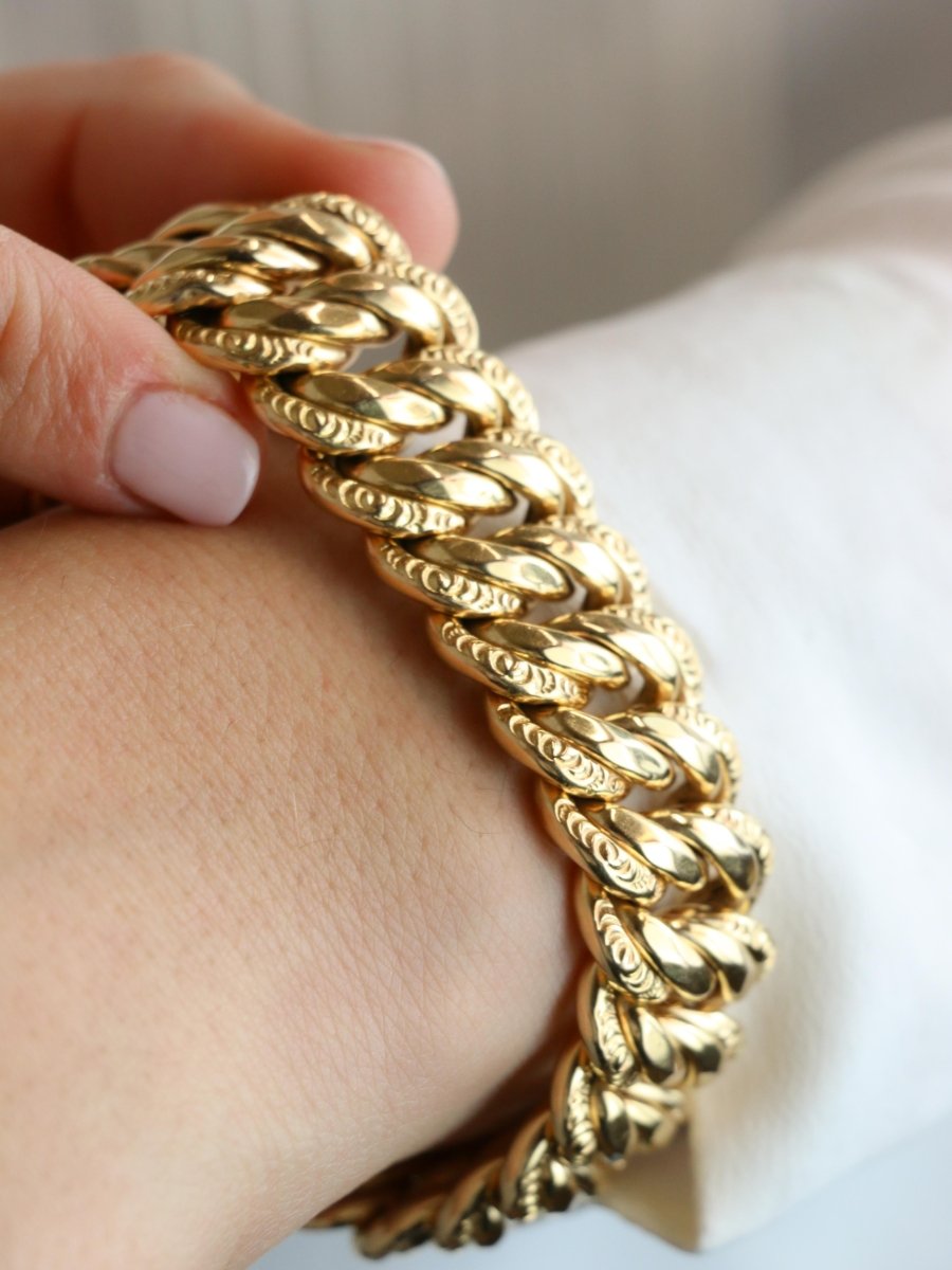 Bracelet maille américaine or jaune 2 cm - Castafiore