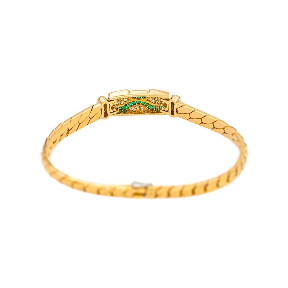 Bracelet Maille BOUCHERON en or jaune, émeraudes et diamants - Castafiore