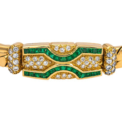 Bracelet Maille BOUCHERON en or jaune, émeraudes et diamants - Castafiore
