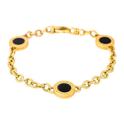 Bracelet Maille BULGARI en or jaune et onyx - Castafiore