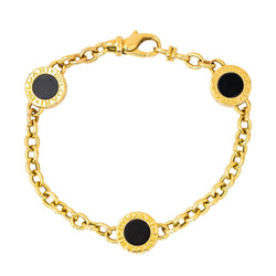 Bracelet Maille BULGARI en or jaune et onyx - Castafiore