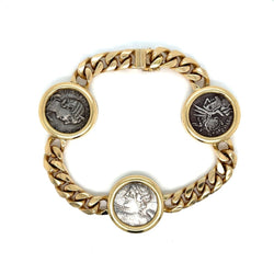 Bracelet Maille BULGARI "Monete" en or jaune et argent - Castafiore