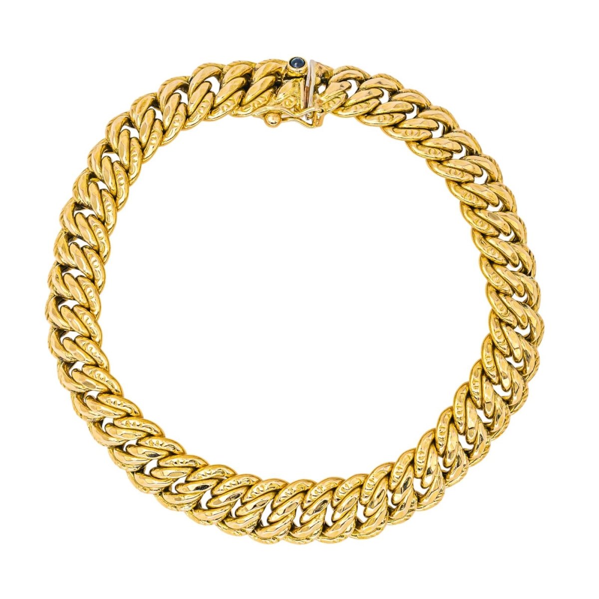 Bracelet Maille CAPLAIN SAINT ANDRÉ en or jaune et saphir - Castafiore