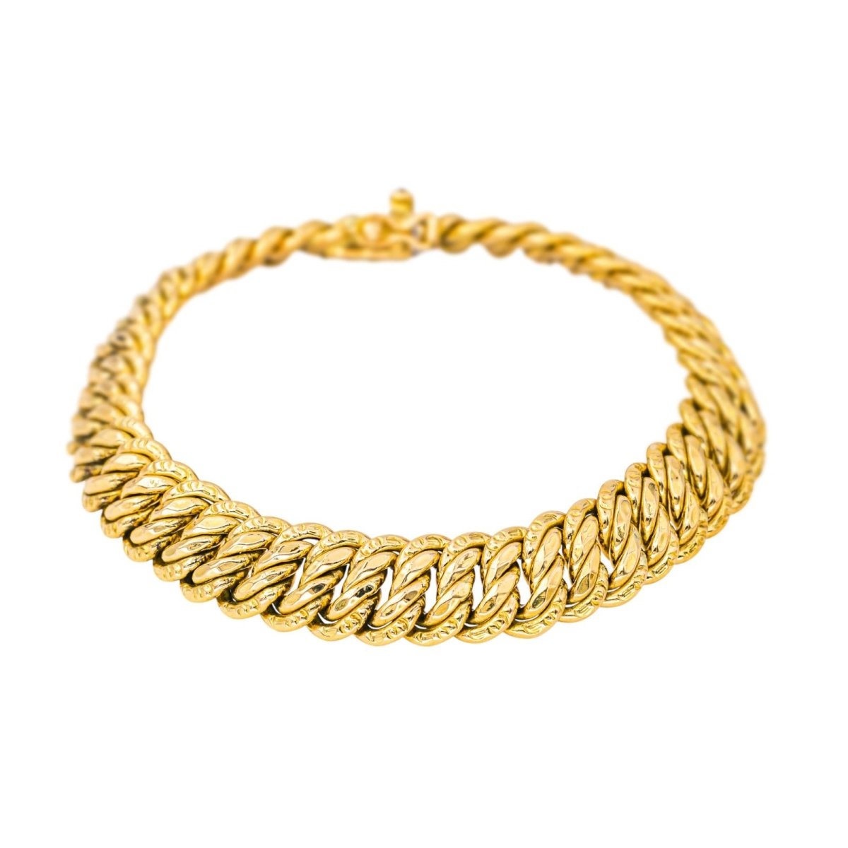 Bracelet Maille CAPLAIN SAINT ANDRÉ en or jaune et saphir - Castafiore