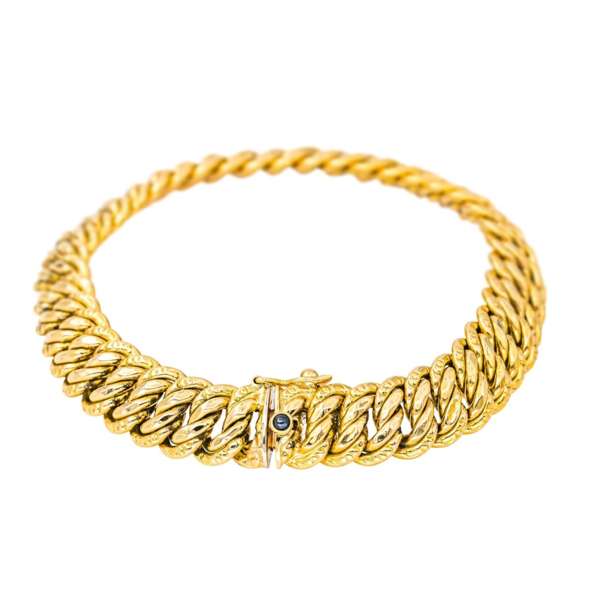 Bracelet Maille CAPLAIN SAINT ANDRÉ en or jaune et saphir - Castafiore