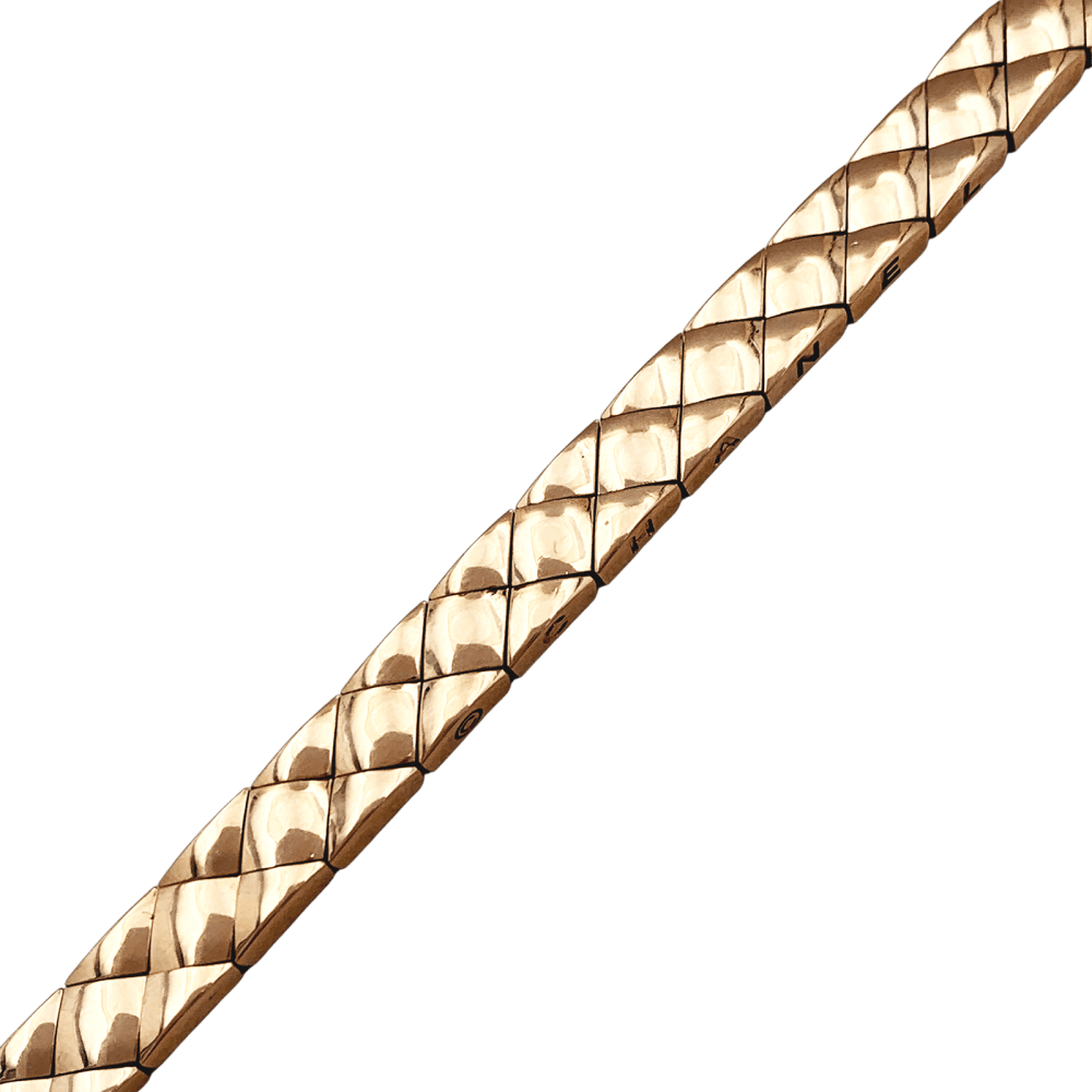 Bracelet Maille CHANEL "Matelassé" en or jaune - Castafiore