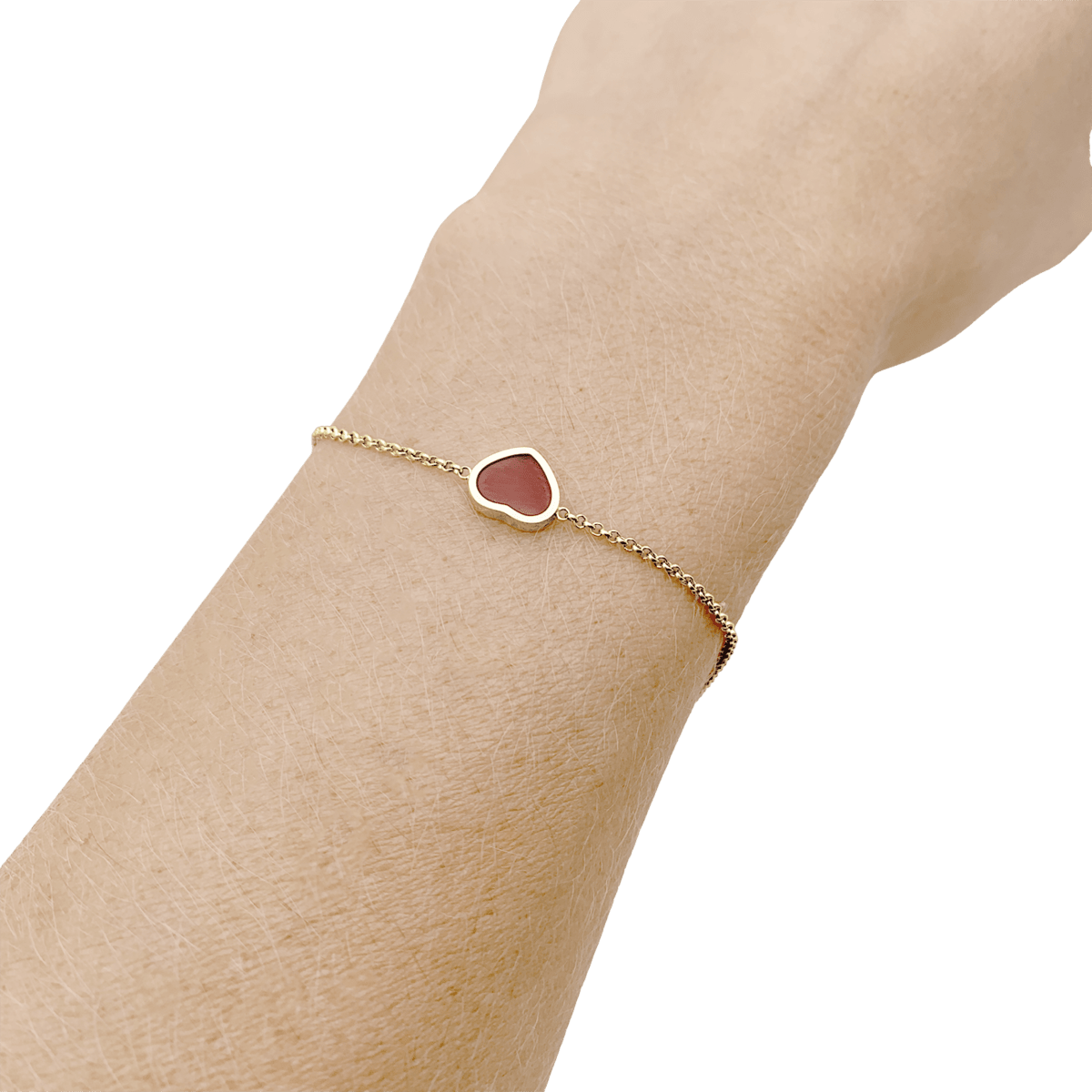 Bracelet Maille CHOPARD "My Happy Heart" en or rose et cornaline - Castafiore