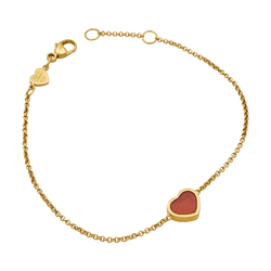 Bracelet Maille CHOPARD "My Happy Heart" en or rose et cornaline - Castafiore