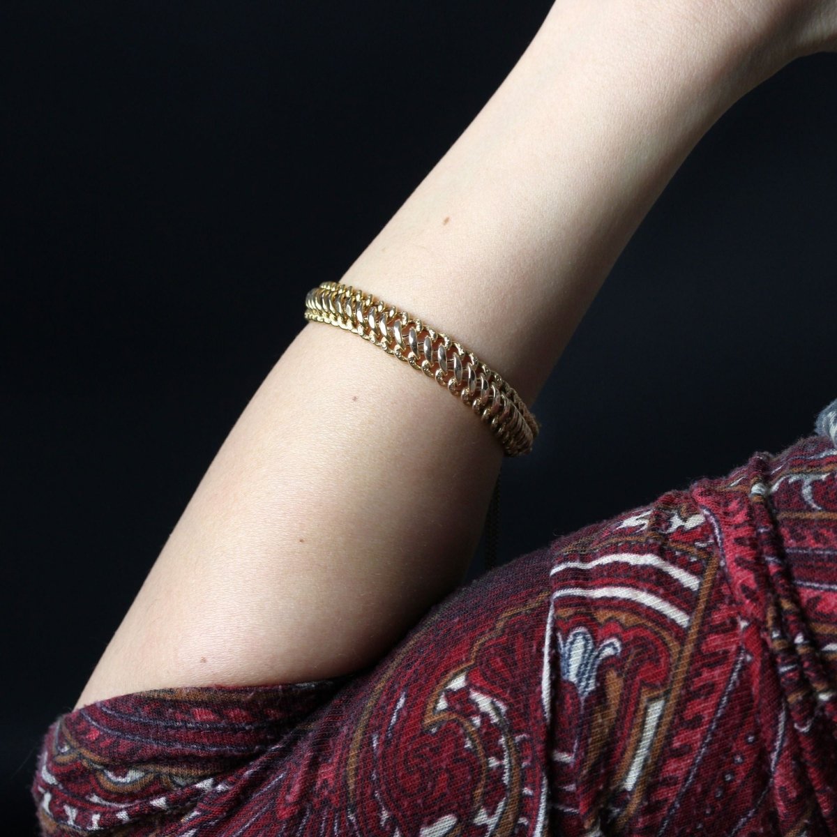 Bracelet maille ciselée en or rose - Castafiore