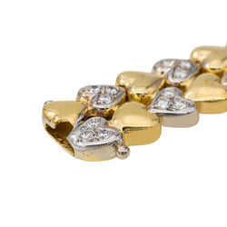 Bracelet Maille Coeurs en or jaune, or blanc et diamants - Castafiore