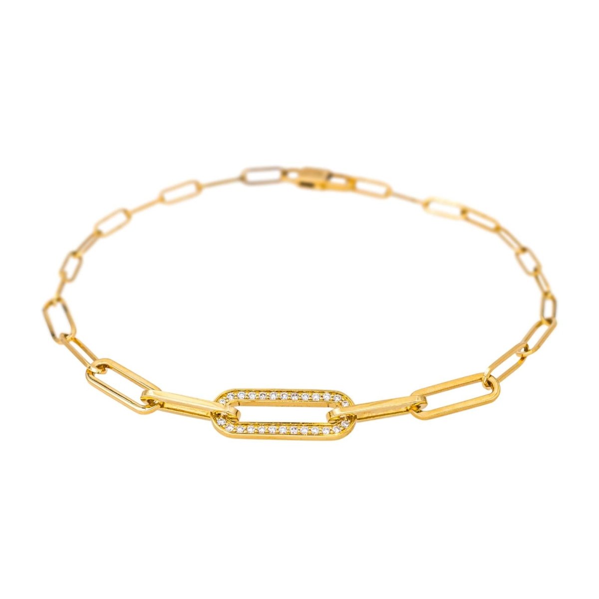 Bracelet Maille DINH VAN "Maillon" en or jaune et diamants - Castafiore