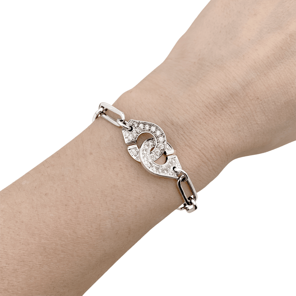 Bracelet Maille DINH VAN "Menottes R.15" en or blanc et diamants - Castafiore