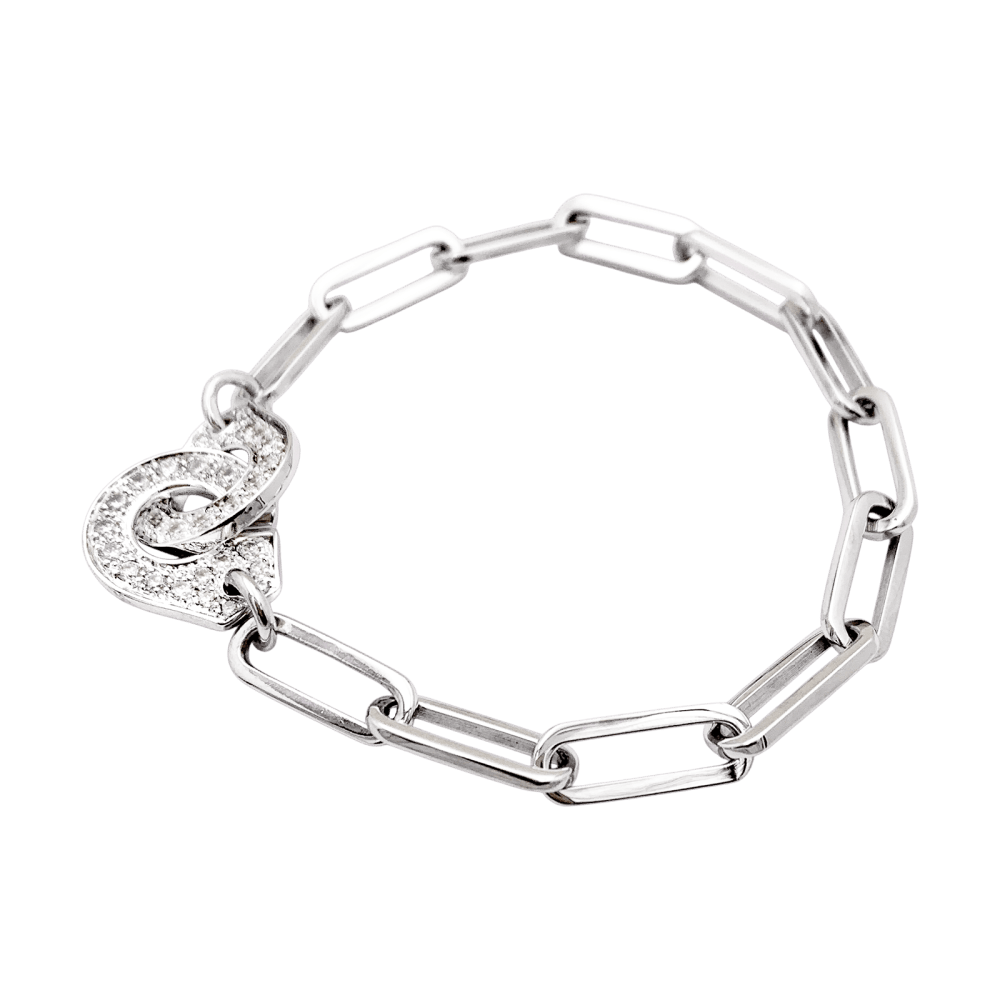 Bracelet Maille DINH VAN "Menottes R.15" en or blanc et diamants - Castafiore
