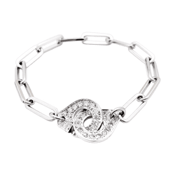 Bracelet Maille DINH VAN "Menottes R.15" en or blanc et diamants - Castafiore