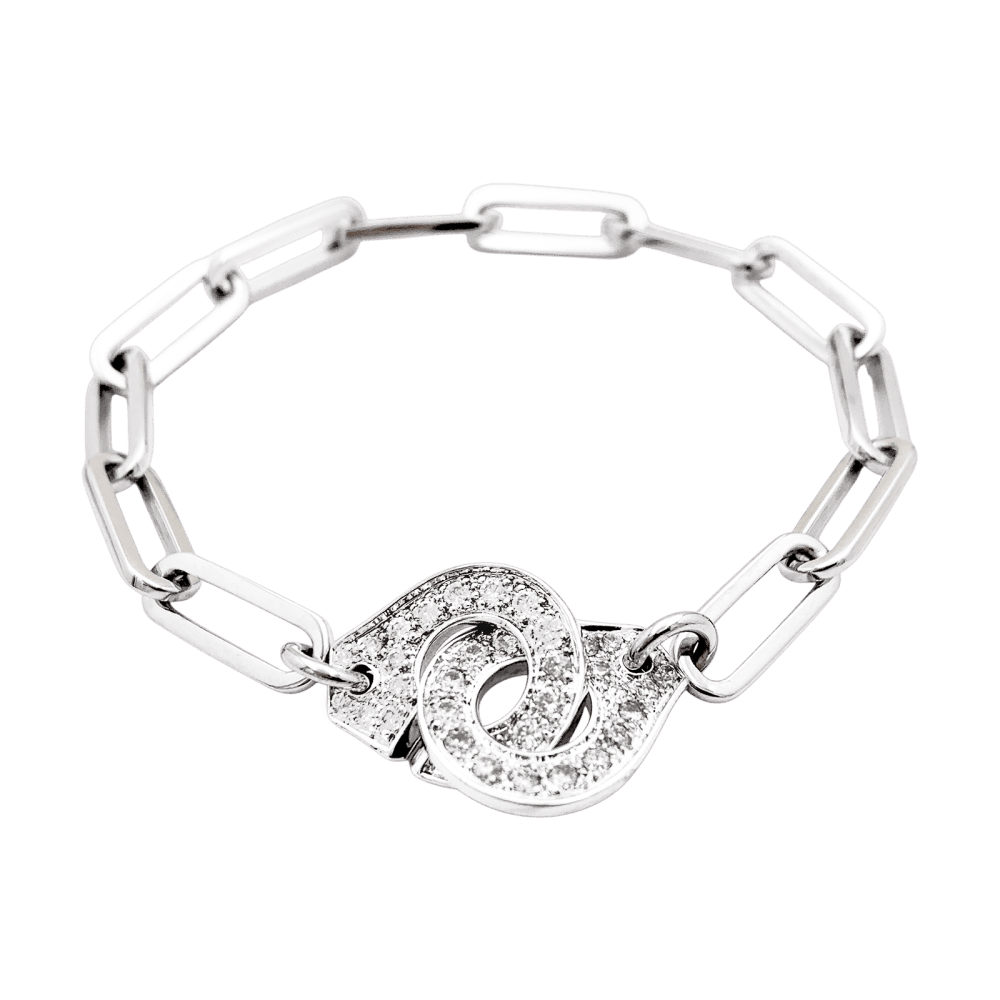 Bracelet Maille DINH VAN "Menottes R.15" en or blanc et diamants - Castafiore