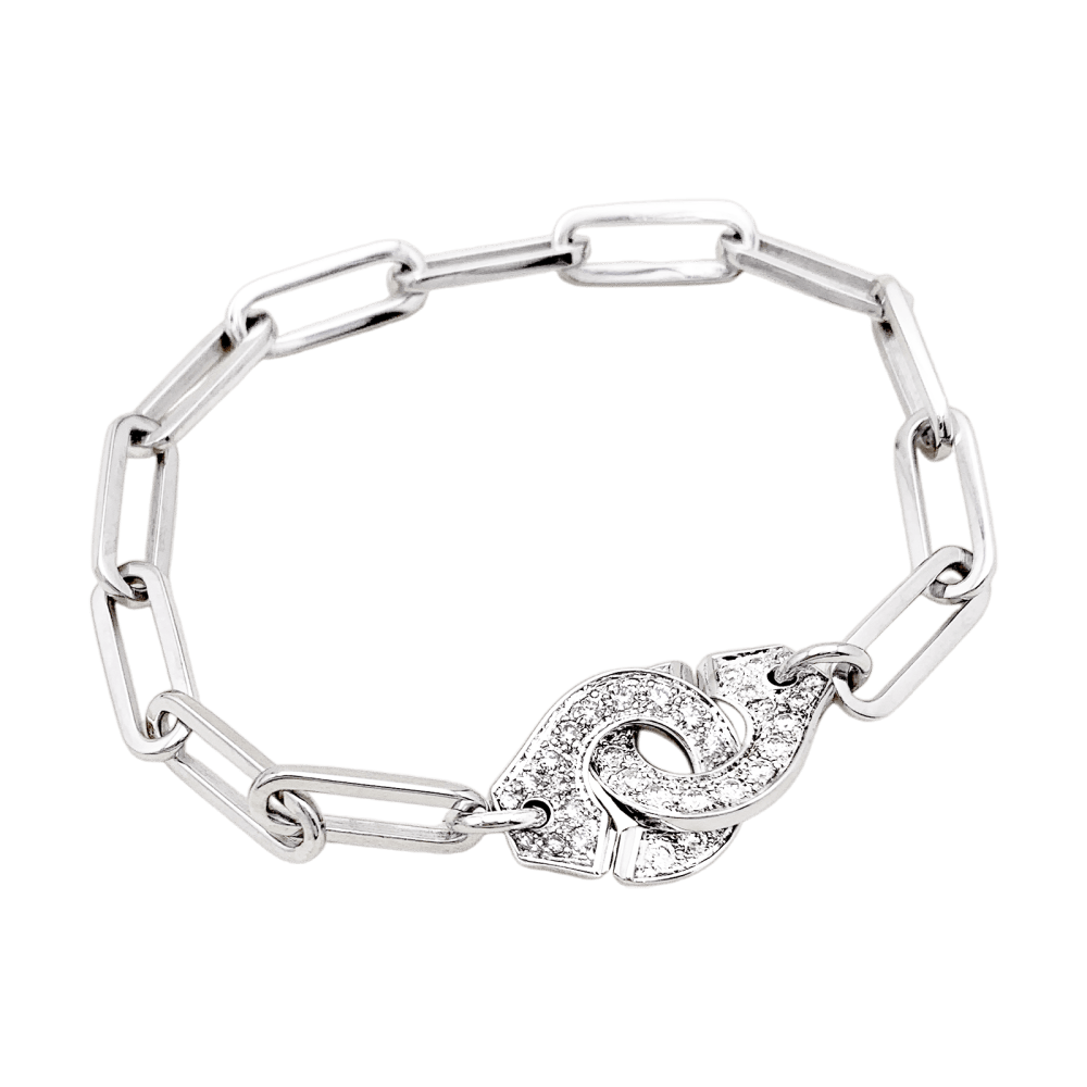 Bracelet Maille DINH VAN "Menottes R.15" en or blanc et diamants - Castafiore