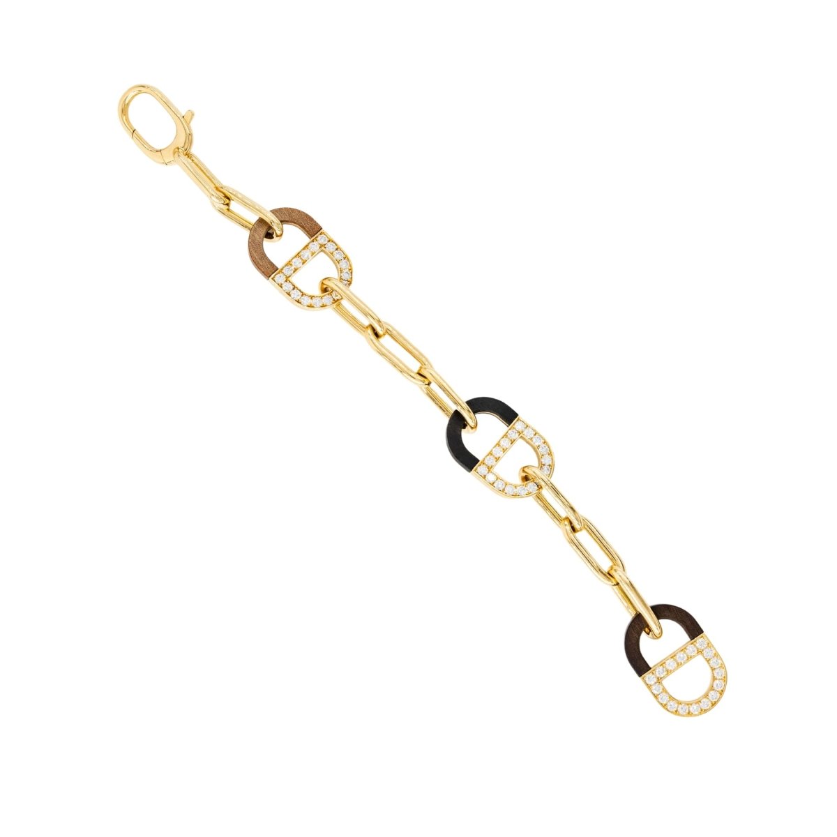 Bracelet Maille DIOR "Color Dior" en or jaune, bois d'ébène et diamants - Castafiore