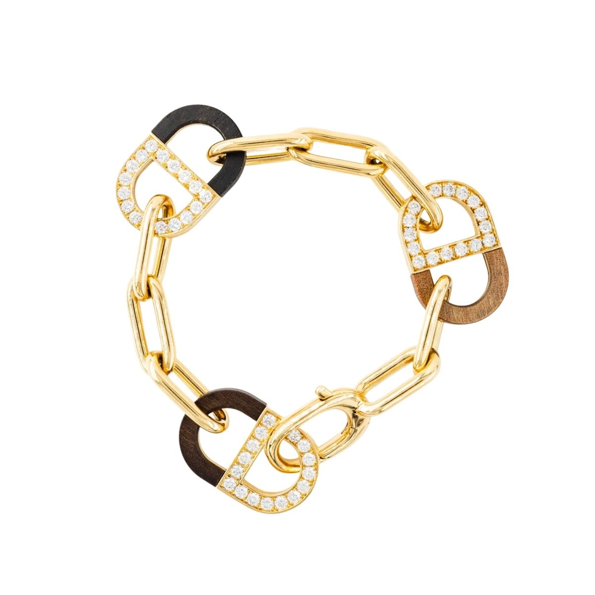 Bracelet Maille DIOR "Color Dior" en or jaune, bois d'ébène et diamants - Castafiore