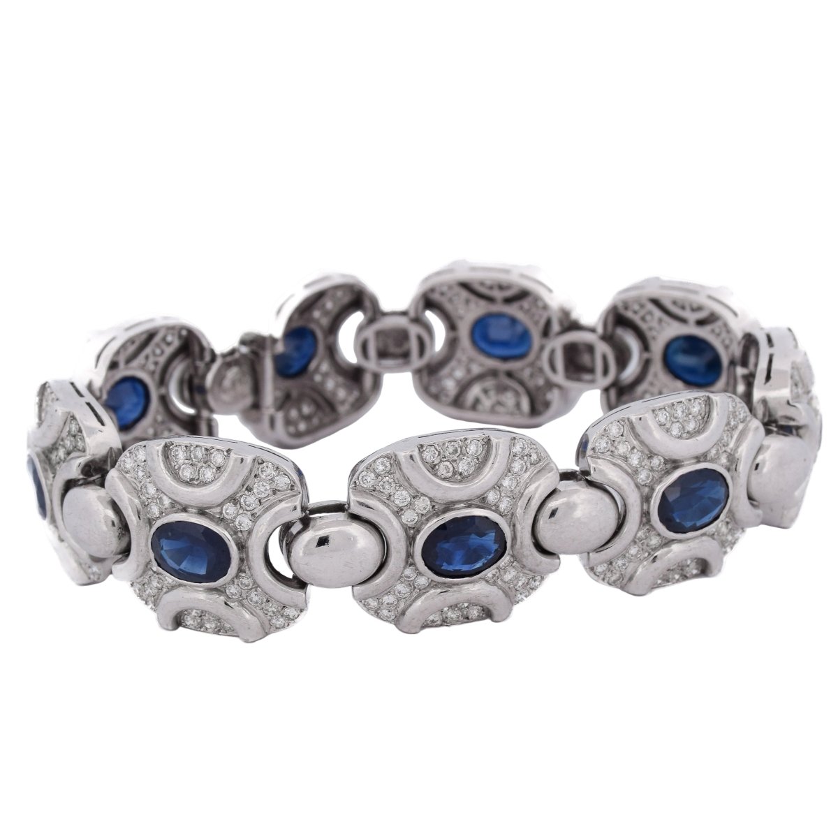 Bracelet Maille en or blanc, saphirs et diamants - Castafiore