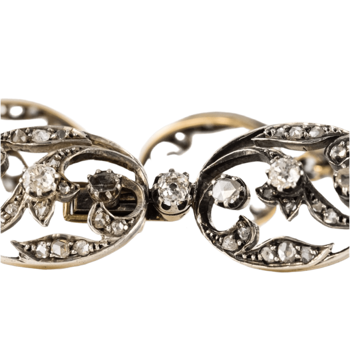 Bracelet Maille en or jaune, argent et diamants - Castafiore