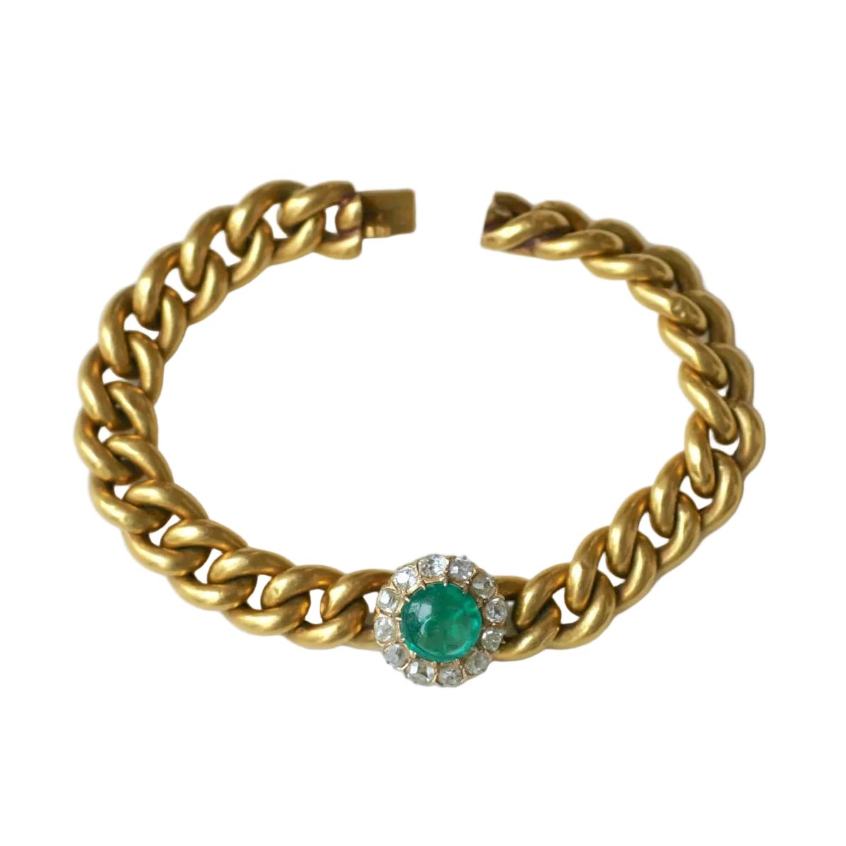Bracelet Maille en or jaune, émeraude et diamants - Castafiore