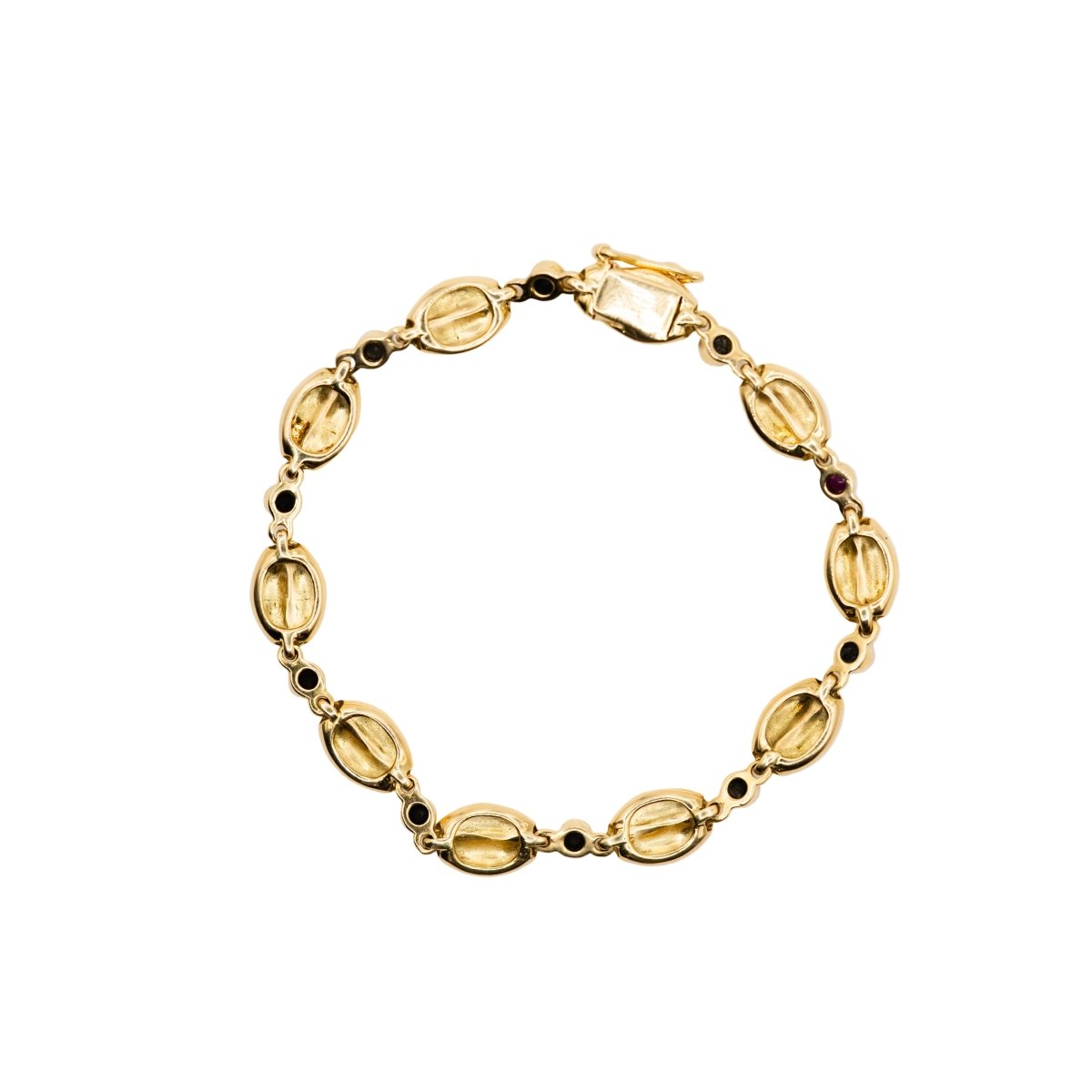 Bracelet Maille en or jaune émeraude, saphir et rubis - Castafiore