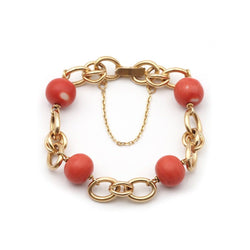 Bracelet Maille en or jaune et perles de corail - Castafiore