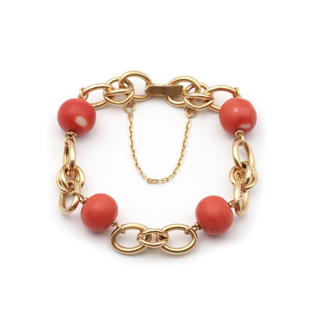 Bracelet Maille en or jaune et perles de corail - Castafiore
