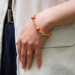 Bracelet Maille en or jaune et perles de corail - Castafiore