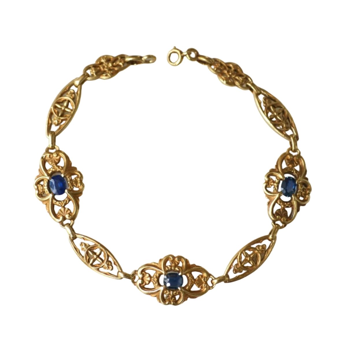 Bracelet Maille en or jaune et saphirs - Castafiore