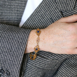 Bracelet Maille en or jaune et saphirs - Castafiore