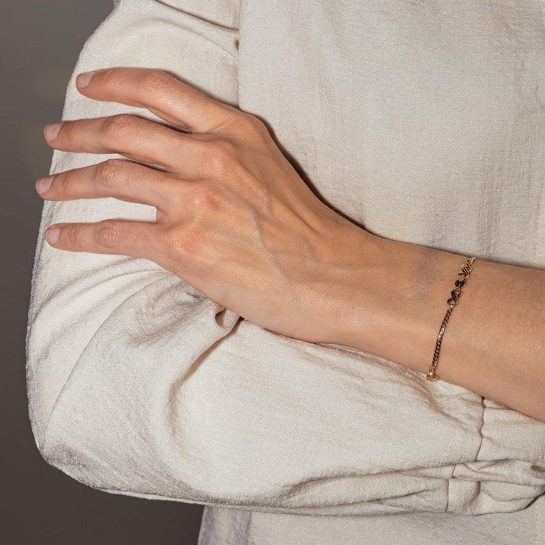 Bracelet Maille en or jaune et saphirs - Castafiore