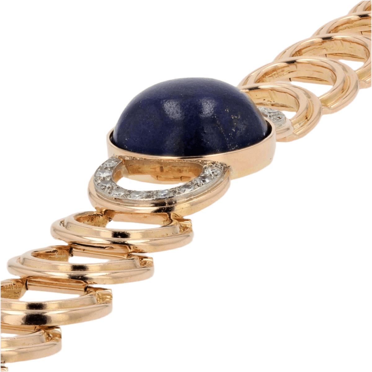 Bracelet Maille en or jaune, lapis - lazuli et diamants - Castafiore