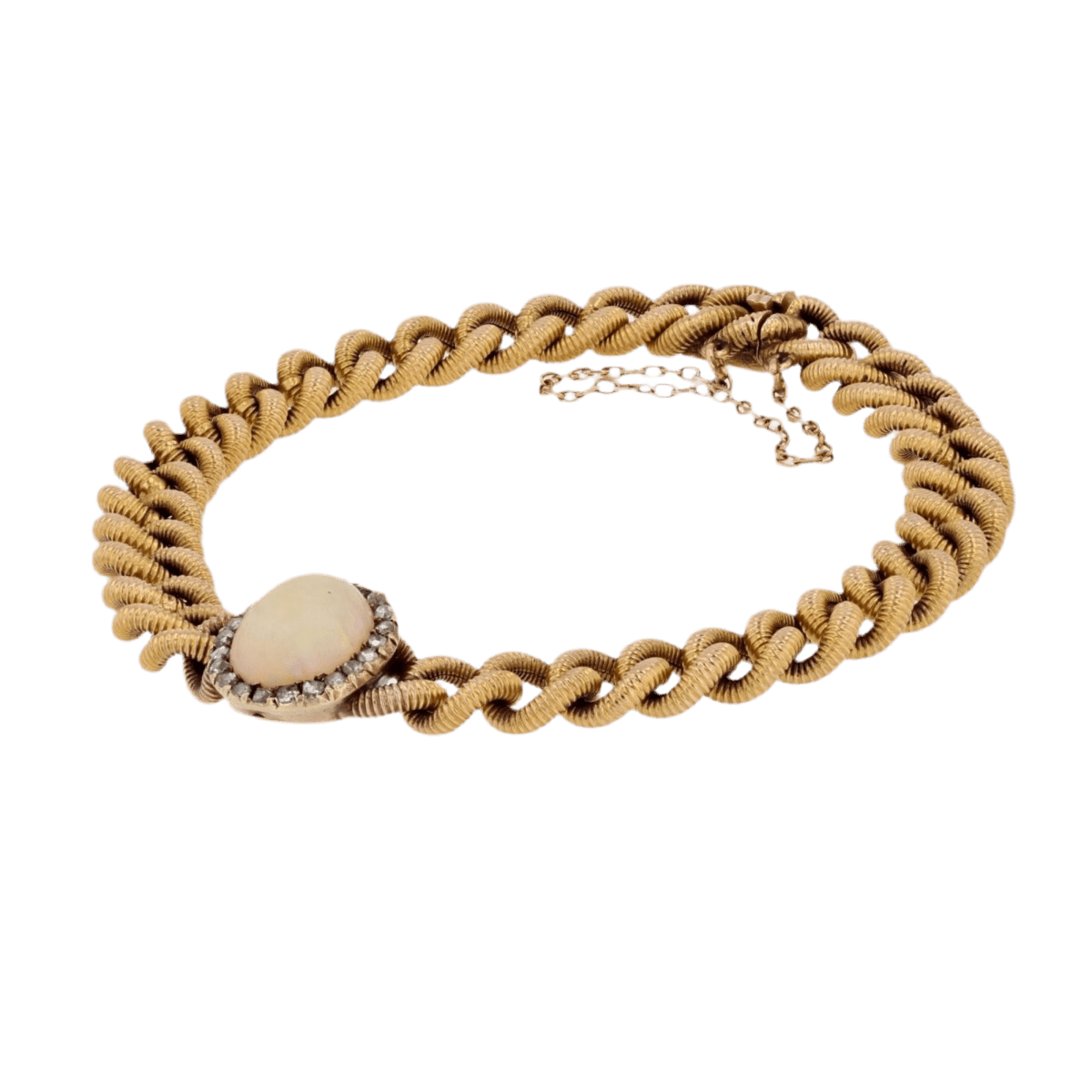 Bracelet Maille en or jaune, opale et diamants - Castafiore