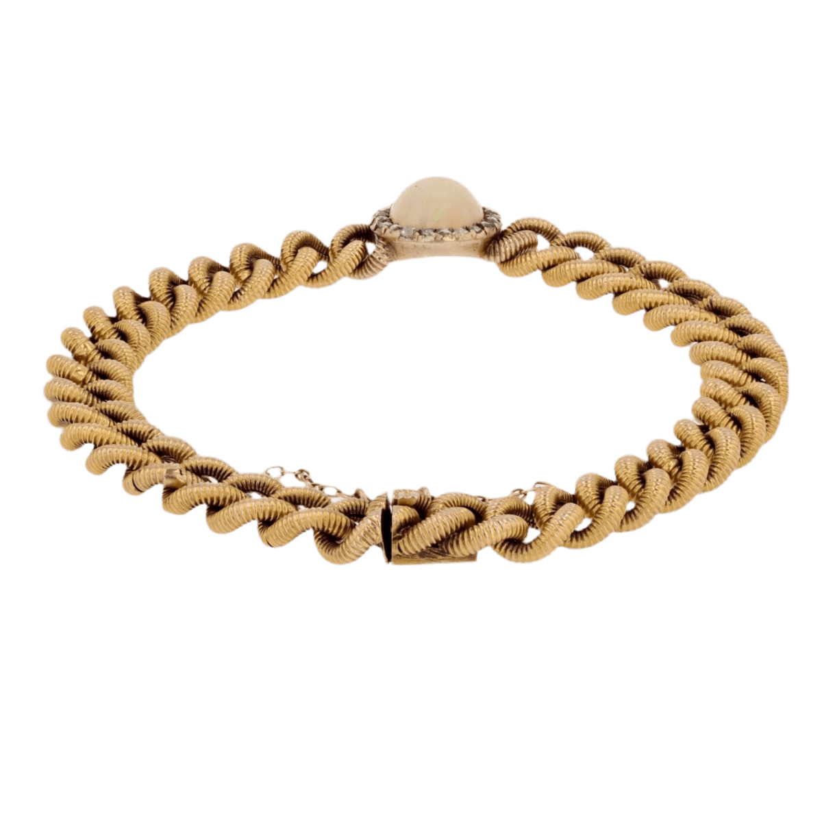 Bracelet Maille en or jaune, opale et diamants - Castafiore