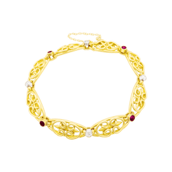 Bracelet Maille en or jaune, platine, rubis et diamants - Castafiore