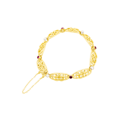 Bracelet Maille en or jaune, platine, rubis et diamants - Castafiore